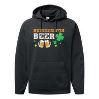 Running For Beer Funny St Patrick's Day Irish Performance Fleece Hoodie