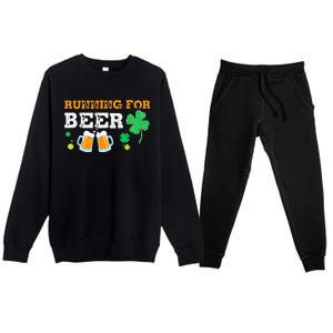 Running For Beer Funny St Patrick's Day Irish Premium Crewneck Sweatsuit Set