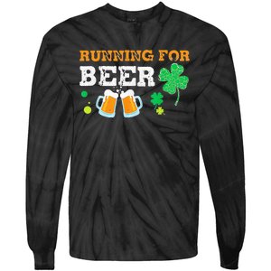 Running For Beer Funny St Patrick's Day Irish Tie-Dye Long Sleeve Shirt