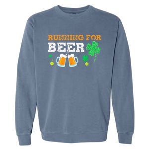 Running For Beer Funny St Patrick's Day Irish Garment-Dyed Sweatshirt