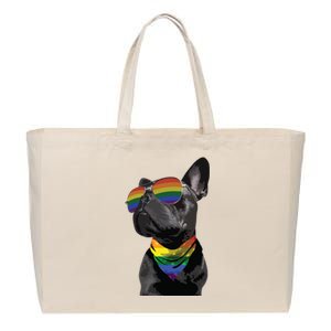 Rainbow French Bulldog Lovers Frenchie LGBTQ Pride Month Cotton Canvas Jumbo Tote