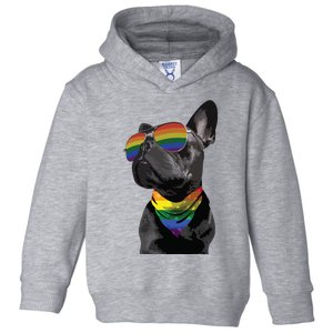 Rainbow French Bulldog Lovers Frenchie LGBTQ Pride Month Toddler Hoodie