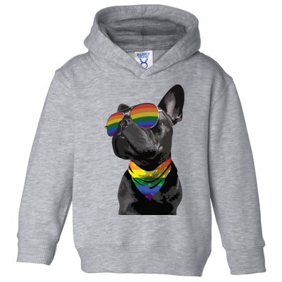 Rainbow French Bulldog Lovers Frenchie LGBTQ Pride Month Toddler Hoodie