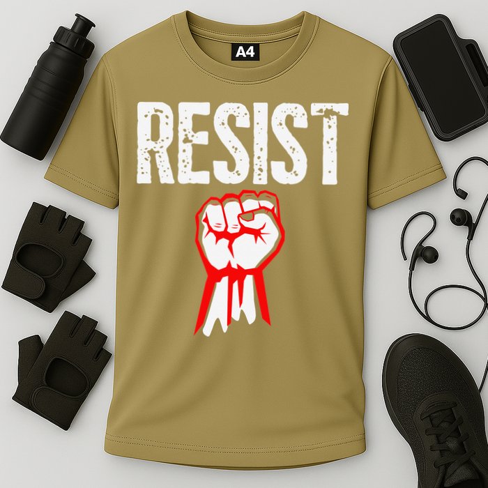 Resist Fist Be Part Of The Resistance Anti Trump Gift Cooling Performance Crew T-Shirt