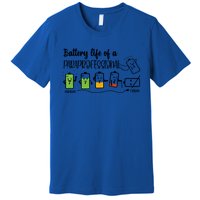 Roeo Funny Battery Life Of A Paraprofessional Teacher Life Great Gift Premium T-Shirt