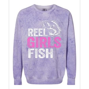 Reel Fish Bass Fishing Funny Fisherwoman Mom Fishing Gift Colorblast Crewneck Sweatshirt