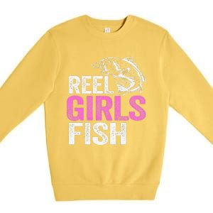 Reel Fish Bass Fishing Funny Fisherwoman Mom Fishing Gift Premium Crewneck Sweatshirt