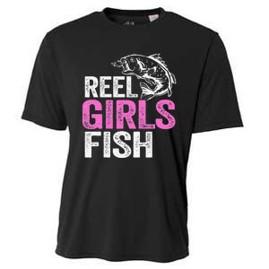 Reel Fish Bass Fishing Funny Fisherwoman Mom Fishing Gift Cooling Performance Crew T-Shirt