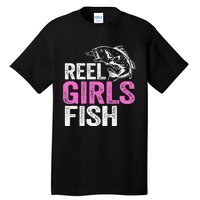 Reel Fish Bass Fishing Funny Fisherwoman Mom Fishing Gift Tall T-Shirt