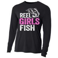 Reel Fish Bass Fishing Funny Fisherwoman Mom Fishing Gift Cooling Performance Long Sleeve Crew