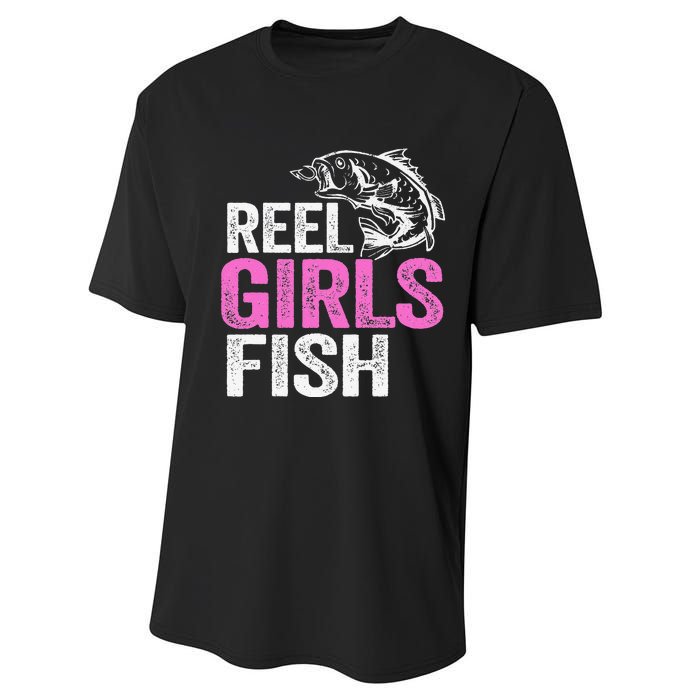 Reel Fish Bass Fishing Funny Fisherwoman Mom Fishing Gift Performance Sprint T-Shirt