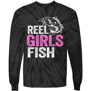 Reel Fish Bass Fishing Funny Fisherwoman Mom Fishing Gift Tie-Dye Long Sleeve Shirt