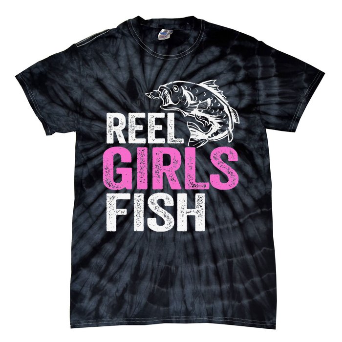 Reel Fish Bass Fishing Funny Fisherwoman Mom Fishing Gift Tie-Dye T-Shirt