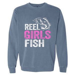 Reel Fish Bass Fishing Funny Fisherwoman Mom Fishing Gift Garment-Dyed Sweatshirt