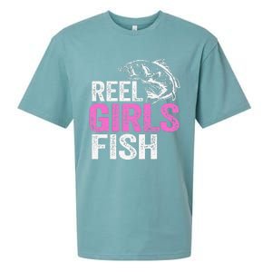 Reel Fish Bass Fishing Funny Fisherwoman Mom Fishing Gift Sueded Cloud Jersey T-Shirt