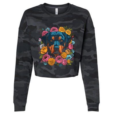 Rottwieler Flower Bouquet Cropped Pullover Crew