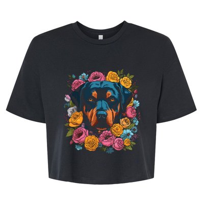 Rottwieler Flower Bouquet Bella+Canvas Jersey Crop Tee