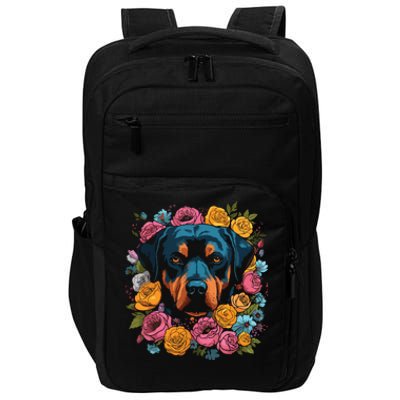 Rottwieler Flower Bouquet Impact Tech Backpack