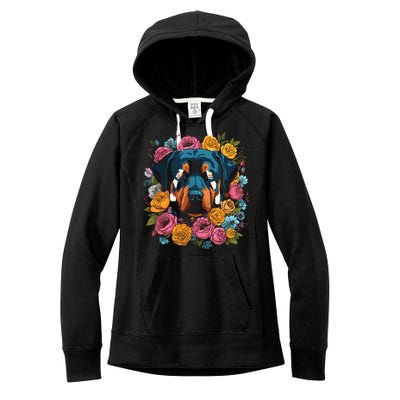 Rottwieler Flower Bouquet Women's Fleece Hoodie