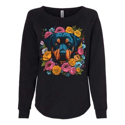 Rottwieler Flower Bouquet Womens California Wash Sweatshirt