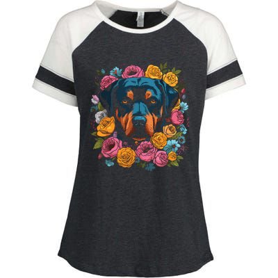 Rottwieler Flower Bouquet Enza Ladies Jersey Colorblock Tee