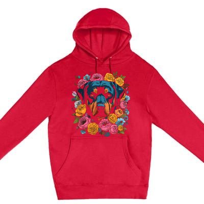 Rottwieler Flower Bouquet Premium Pullover Hoodie