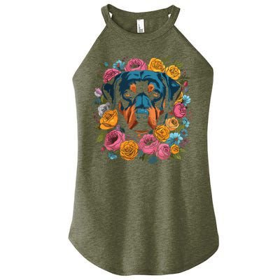 Rottwieler Flower Bouquet Women’s Perfect Tri Rocker Tank