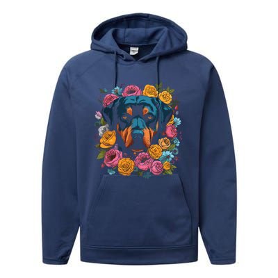 Rottwieler Flower Bouquet Performance Fleece Hoodie