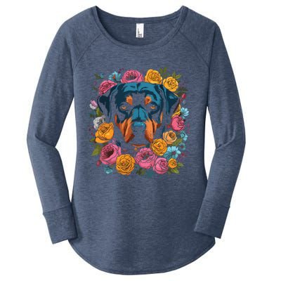 Rottwieler Flower Bouquet Women's Perfect Tri Tunic Long Sleeve Shirt