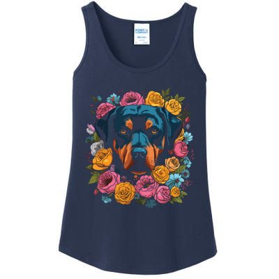 Rottwieler Flower Bouquet Ladies Essential Tank