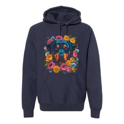 Rottwieler Flower Bouquet Premium Hoodie