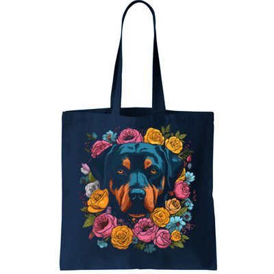 Rottwieler Flower Bouquet Tote Bag