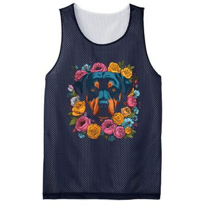 Rottwieler Flower Bouquet Mesh Reversible Basketball Jersey Tank