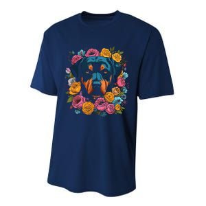 Rottwieler Flower Bouquet Performance Sprint T-Shirt