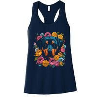 Rottwieler Flower Bouquet Women's Racerback Tank