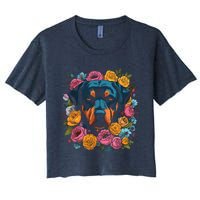 Rottwieler Flower Bouquet Women's Crop Top Tee