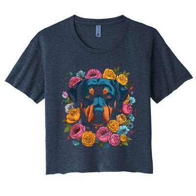 Rottwieler Flower Bouquet Women's Crop Top Tee