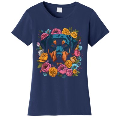 Rottwieler Flower Bouquet Women's T-Shirt