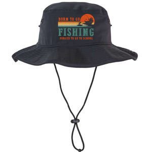 Retro Fisherman Born To Go Fishing Forced To Go To School Legacy Cool Fit Booney Bucket Hat