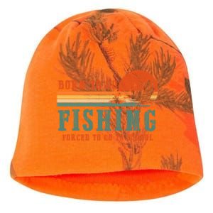 Retro Fisherman Born To Go Fishing Forced To Go To School Kati - Camo Knit Beanie