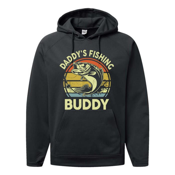 Retrodaddys Fishing Buddy Funny Bass Fishing Gift Performance Fleece Hoodie