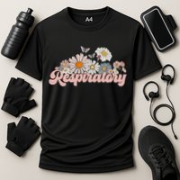 Retro Flower Butterfly Respiratory Therapy Rt Therapist Cooling Performance Crew T-Shirt
