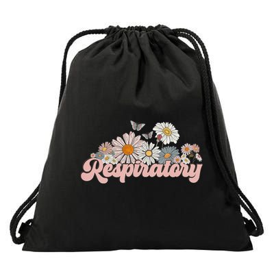Retro Flower Butterfly Respiratory Therapy Rt Therapist Drawstring Bag
