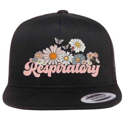 Retro Flower Butterfly Respiratory Therapy Rt Therapist Flatbill Hat