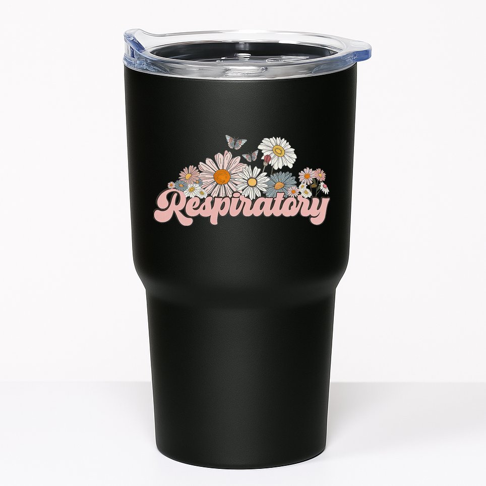 Retro Flower Butterfly Respiratory Therapy Rt Therapist Tumbler