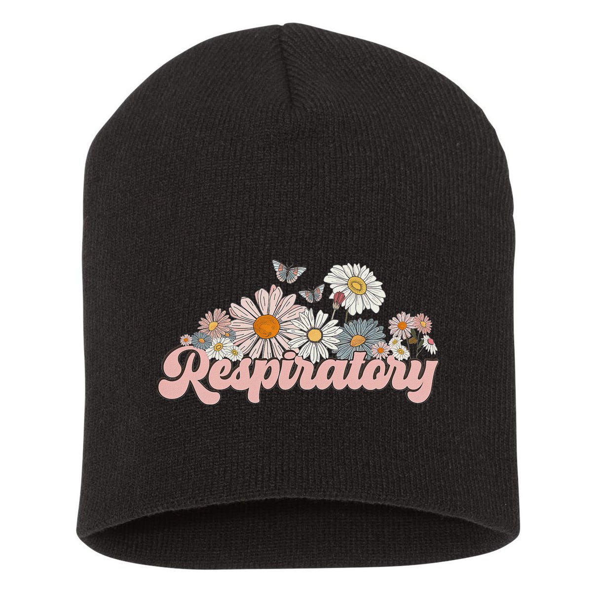 Retro Flower Butterfly Respiratory Therapy Rt Therapist Short Acrylic Beanie