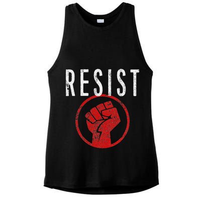 Resist Fist Be Part Of The Resistance Anti Trump Ladies PosiCharge Tri-Blend Wicking Tank