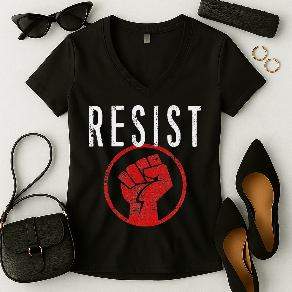 Resist Fist Be Part Of The Resistance Anti Trump Women's V-Neck T-Shirt