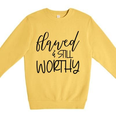 Retro Flawed But Still Worthy Bible Christian Religious Gift Premium Crewneck Sweatshirt