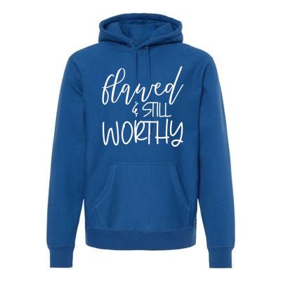 Retro Flawed But Still Worthy Bible Christian Religious Gift Premium Hoodie